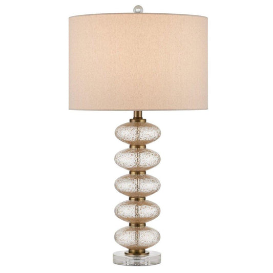 Lampada da tavolo con globi di cristallo in vetro punteggiato