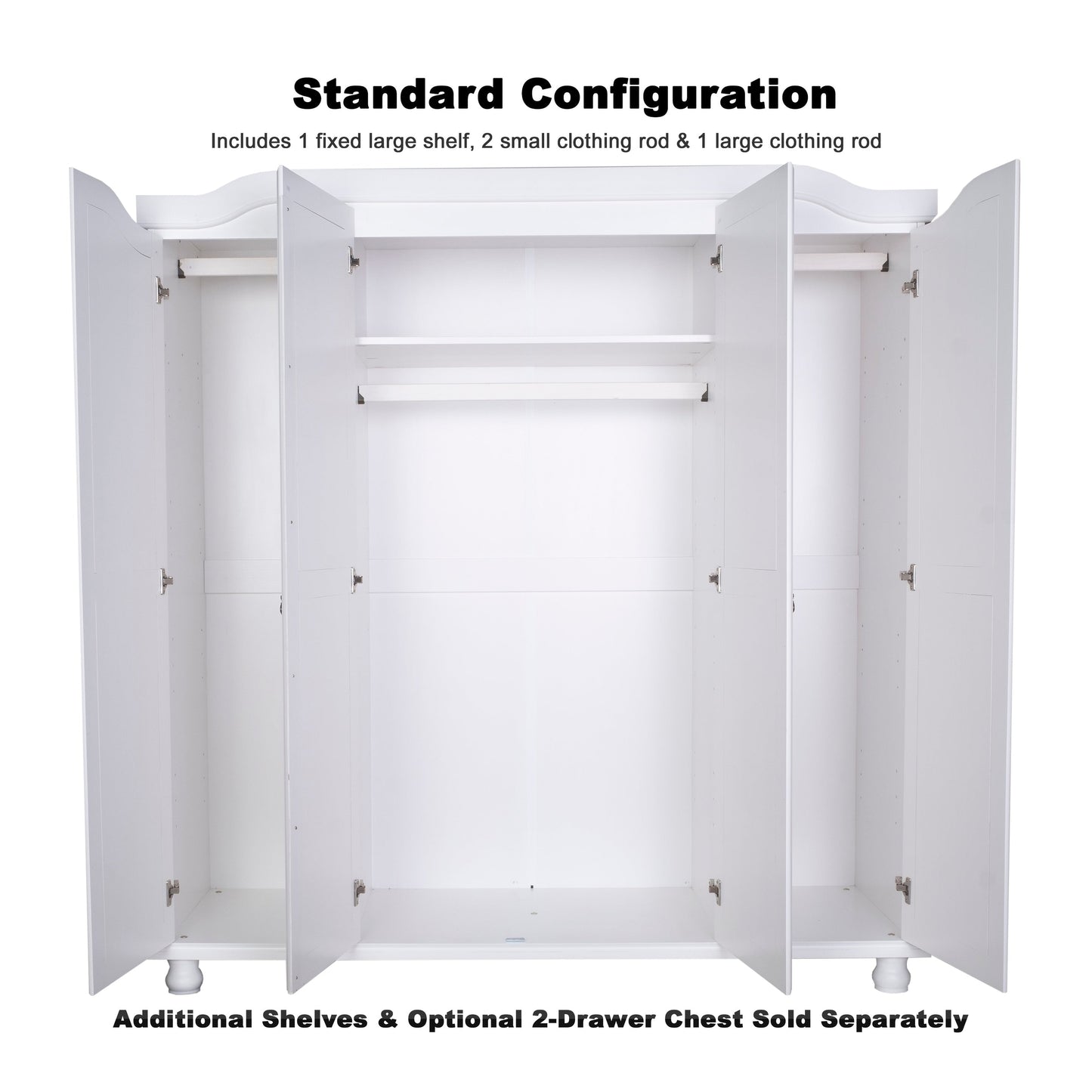 Armadio guardaroba Kyle a 4 ante in legno massello al 100% di Palace Imports con ante in legno massello o a specchio