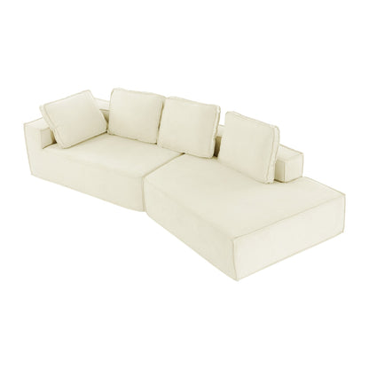 125 Elegante divano letto moderno per interni con chaise longue, dalle linee pulite, per soggiorno, beige
