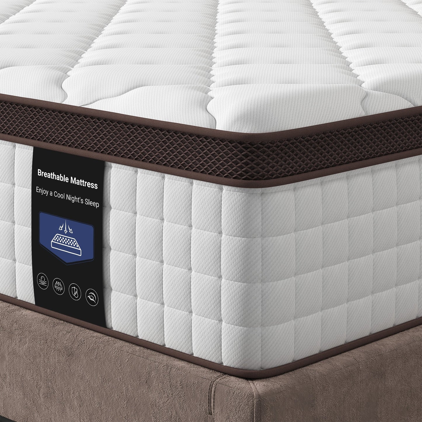 Materasso ibrido 14 - Memory foam in gel di carbone di bambù e supporto a molle insacchettate a 7 zone, rigidità media, prova di 100 notti