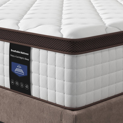 Materasso ibrido 14 - Memory foam in gel di carbone di bambù e supporto a molle insacchettate a 7 zone, rigidità media, prova di 100 notti