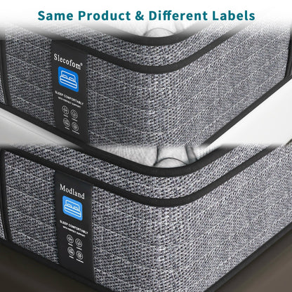 Materasso ibrido medio Modland da 14 pollici, Euro Top - Schiume ignifughe CertiPUR-US per il sollievo dal mal di schiena, Twin/Full/Queen/King