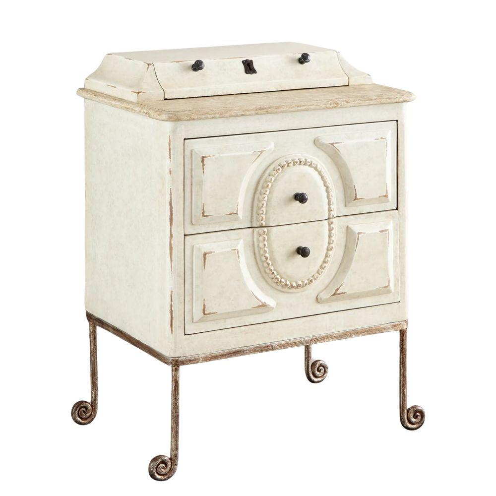 Comodino con cassetto segreto in stile shabby chic francese