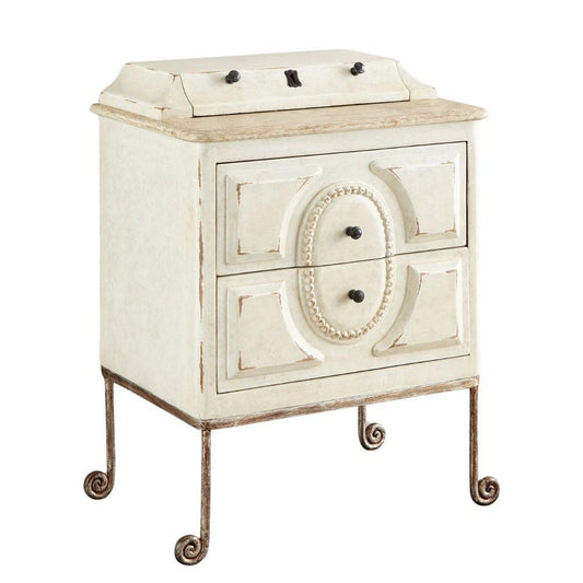 Comodino con cassetto segreto in stile shabby chic francese