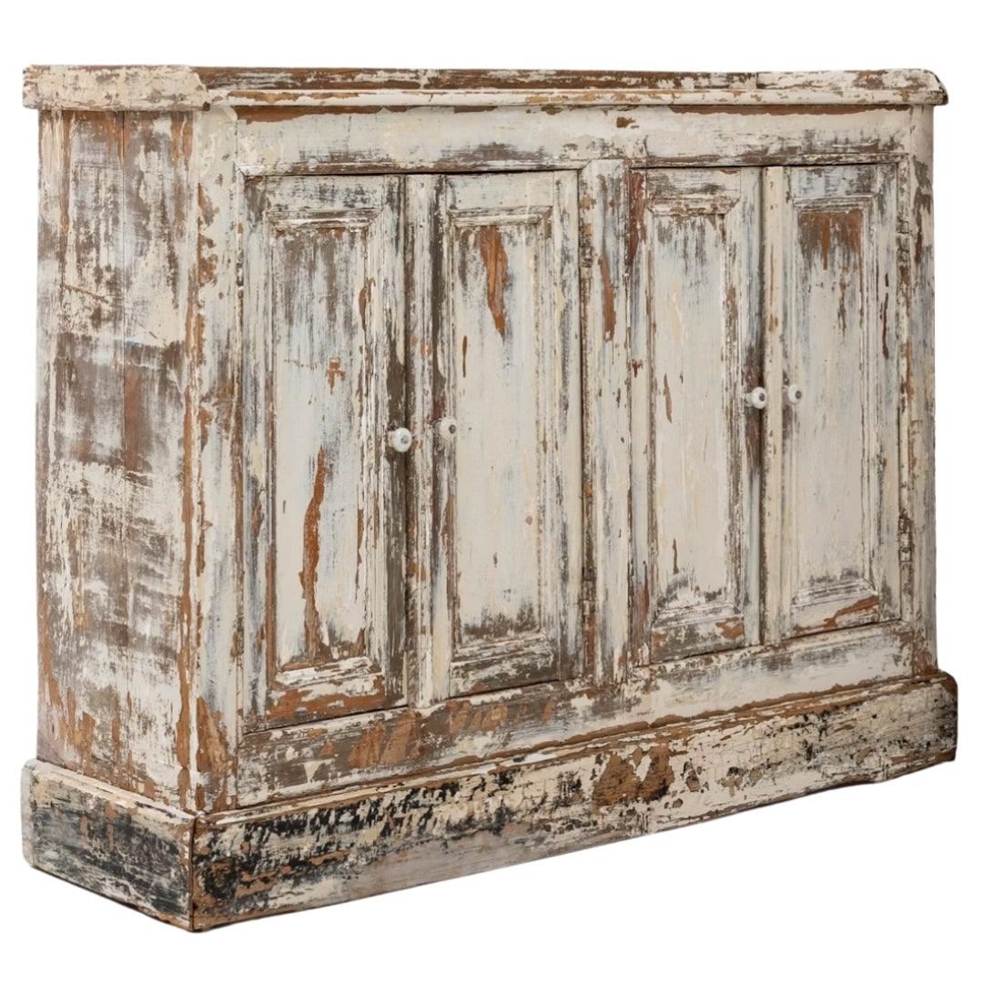 Mobiletto francese con ante invecchiate, circa 1870