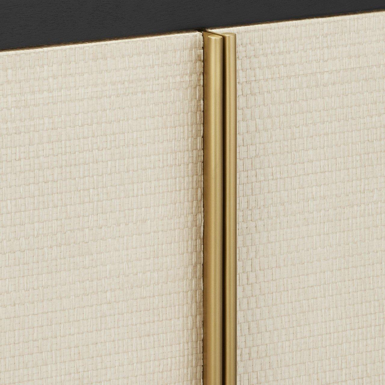 Credenza a 4 ante in rafia intrecciata color avorio