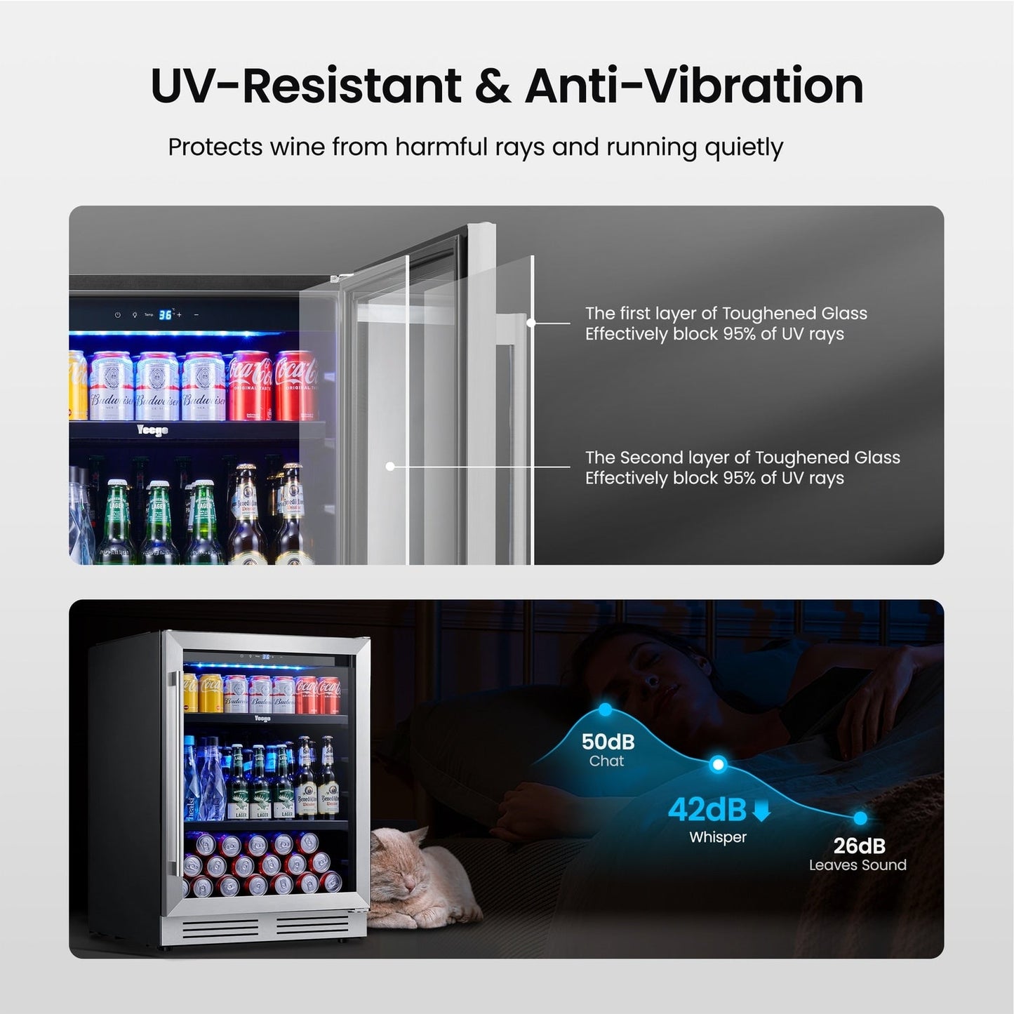 Frigorifero per bevande da 24 pollici, frigorifero per bevande da 140 lattine per bevande gassate, vino e bevande analcoliche - 24 pollici