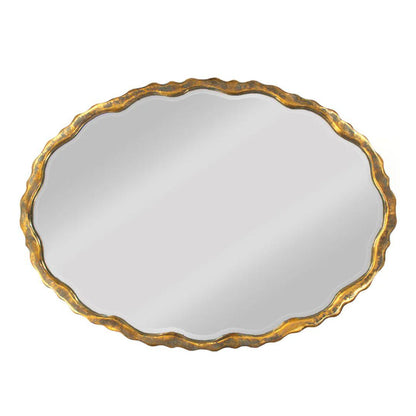 Specchio ovale ondulato dorato