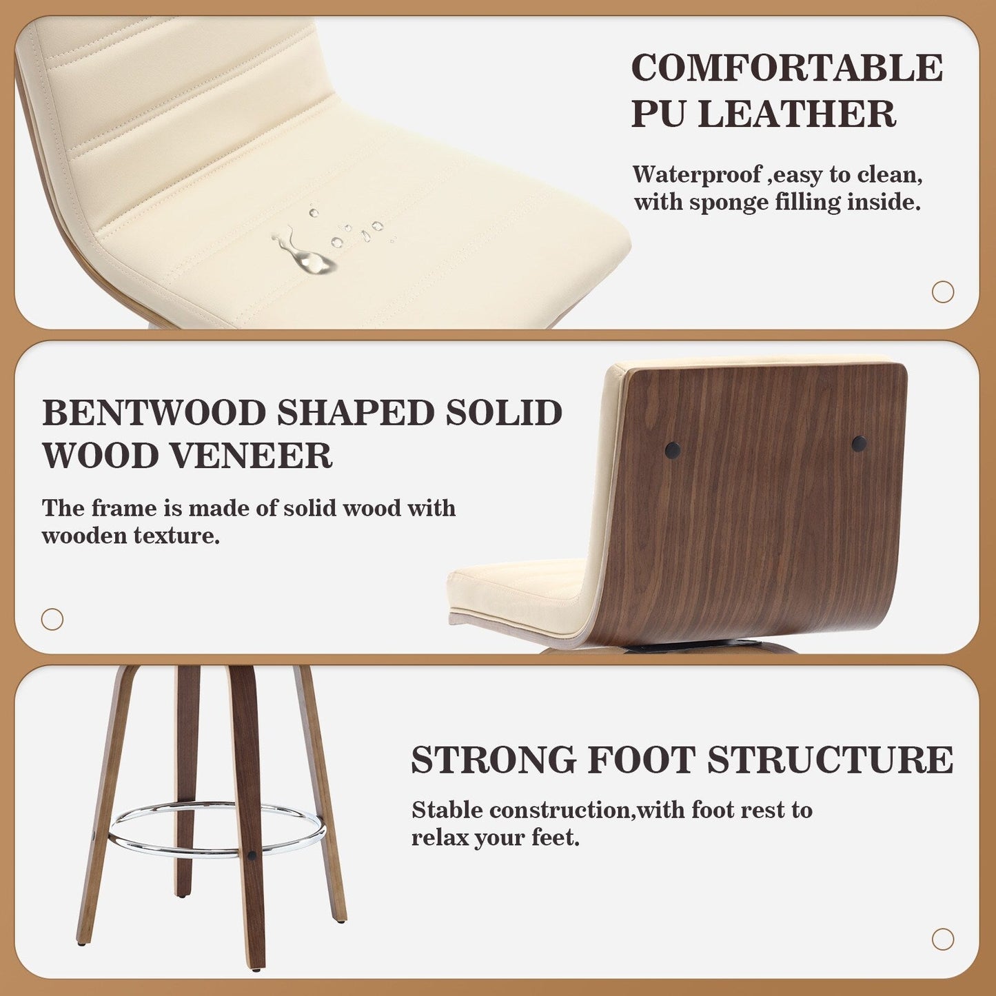 26/29 Sgabelli da bar/bancone girevoli in similpelle, set da 2/3