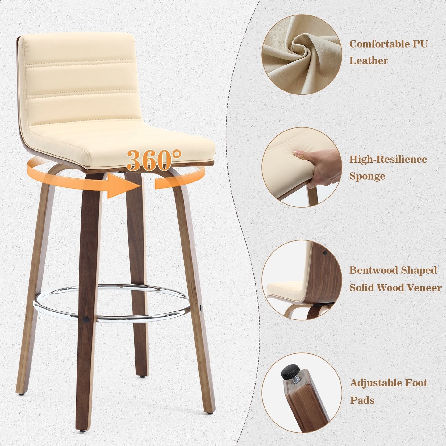 26/29 Sgabelli da bar/bancone girevoli in similpelle, set da 2/3