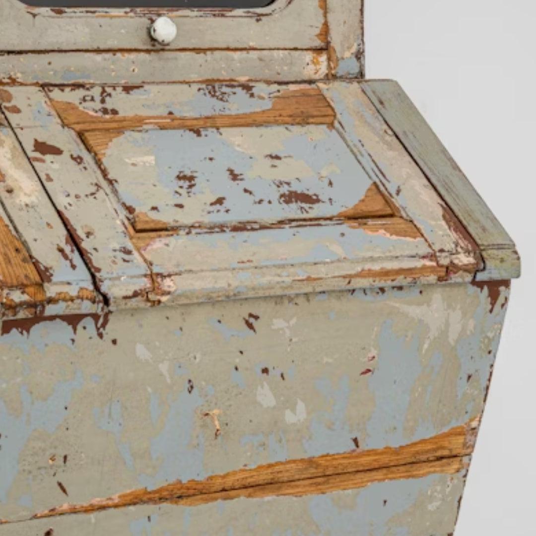 Antica vetrina da fattoria color salvia e blu, circa 1850