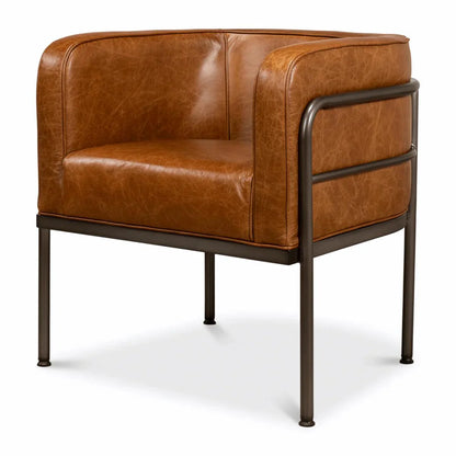 Divano in tubo di ferro industriale in pelle marrone