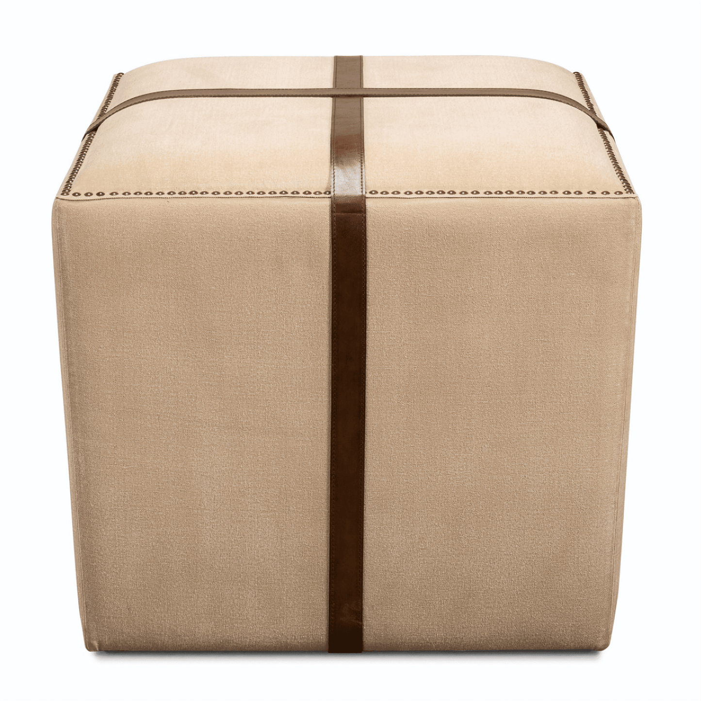 Sgabello in tela e pelle con cinturino