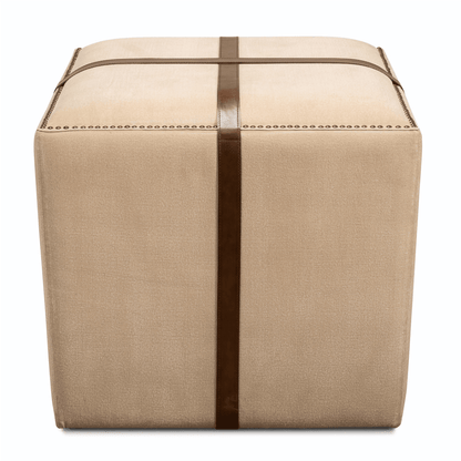 Sgabello in tela e pelle con cinturino