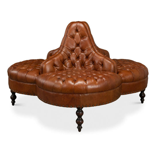 Divano da ingresso in pelle trapuntata