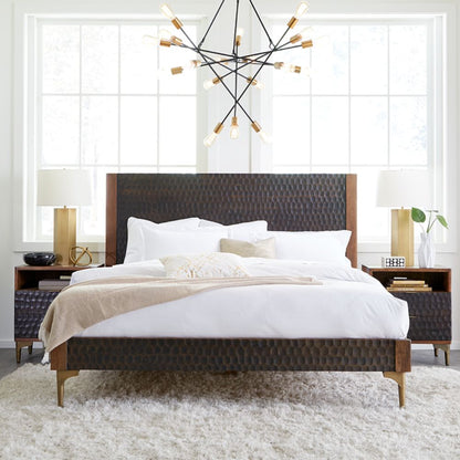 Letto bicolore in legno rustico e ferro