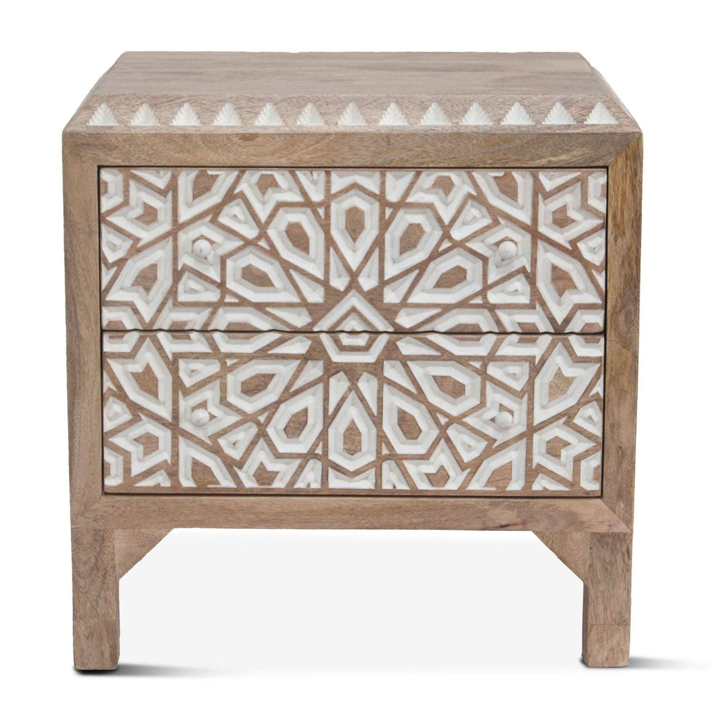 Comodino Indy Boho bianco naturale