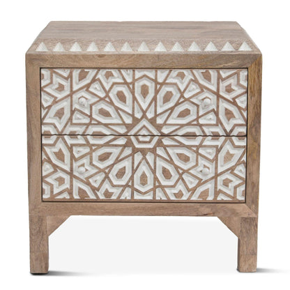 Comodino Indy Boho bianco naturale