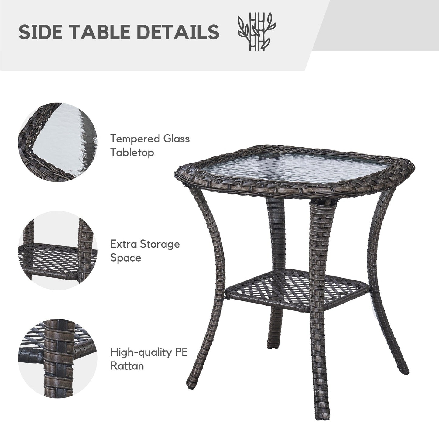 Gymojoy Sedia a dondolo girevole in vimini da esterno, 3 pezzi, con cuscino e tavolo