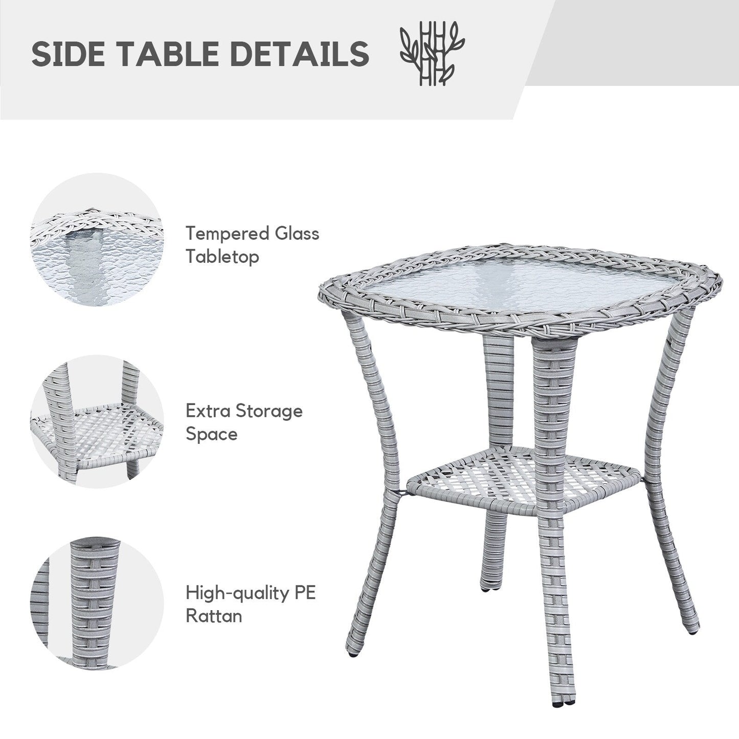 Gymojoy Sedia a dondolo girevole in vimini da esterno, 3 pezzi, con cuscino e tavolo