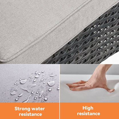 Gymojoy Sedia a dondolo girevole in vimini da esterno, 3 pezzi, con cuscino e tavolo