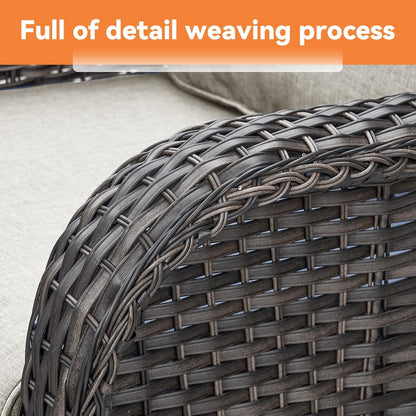 Gymojoy Sedia a dondolo girevole in vimini da esterno, 3 pezzi, con cuscino e tavolo