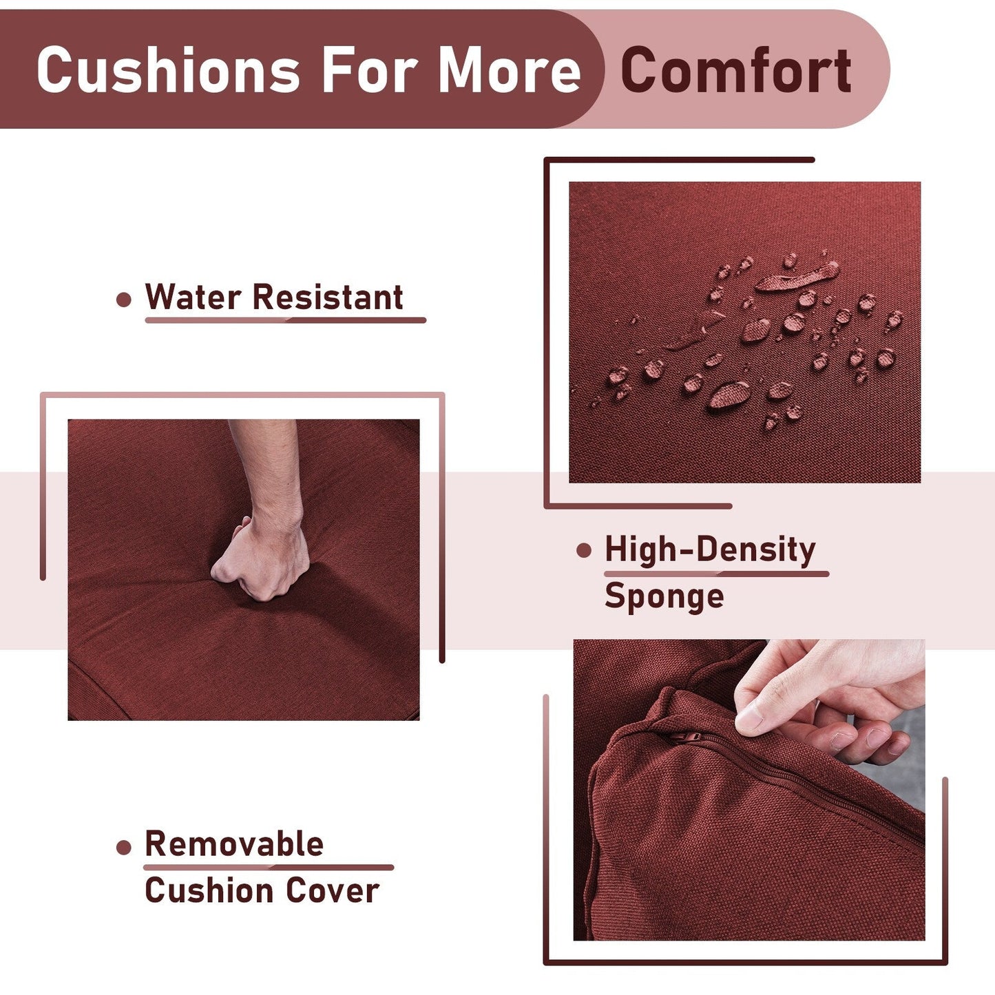 Gymojoy Sedia a dondolo girevole in vimini da esterno, 3 pezzi, con cuscino e tavolo