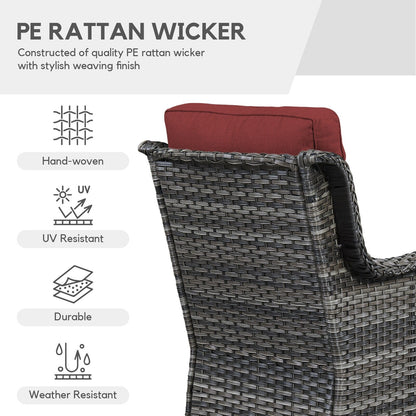 Gymojoy Sedia a dondolo girevole in vimini da esterno, 3 pezzi, con cuscino e tavolo