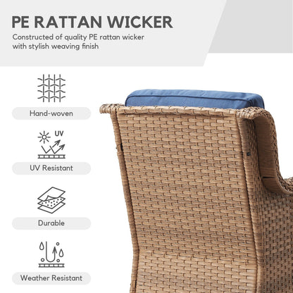 Gymojoy Sedia a dondolo girevole in vimini da esterno, 3 pezzi, con cuscino e tavolo