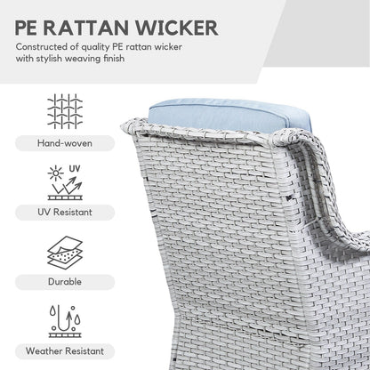 Gymojoy Sedia a dondolo girevole in vimini da esterno, 3 pezzi, con cuscino e tavolo