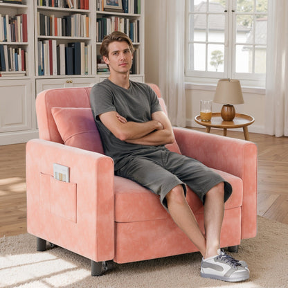 Divano letto regolabile 3 in 1, divano con poltrona estraibile, letto pieghevole convertibile per soggiorno