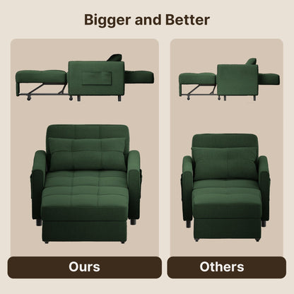 Divano letto regolabile 3 in 1, divano con poltrona estraibile, letto pieghevole convertibile per soggiorno