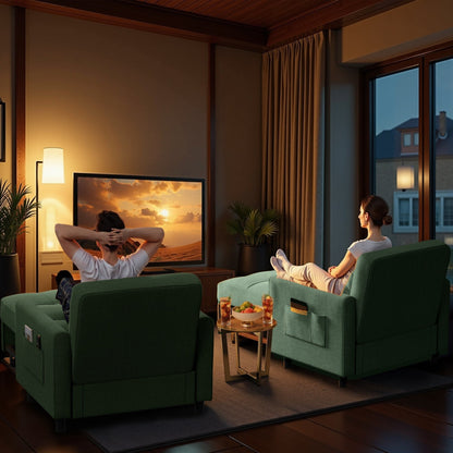 Divano letto regolabile 3 in 1, divano con poltrona estraibile, letto pieghevole convertibile per soggiorno