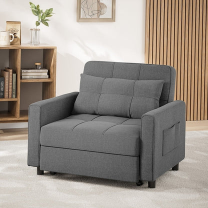 Divano letto regolabile 3 in 1, divano con poltrona estraibile, letto pieghevole convertibile per soggiorno