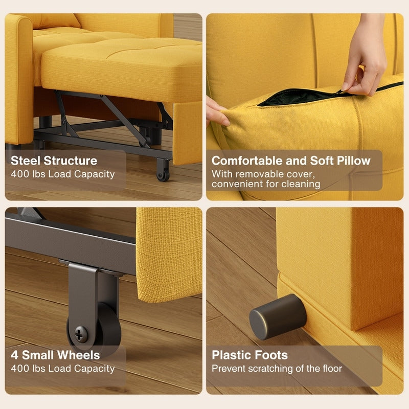 Divano letto regolabile 3 in 1, divano con poltrona estraibile, letto pieghevole convertibile per soggiorno