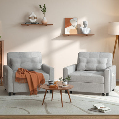 Divano letto regolabile 3 in 1, divano con poltrona estraibile, letto pieghevole convertibile per soggiorno