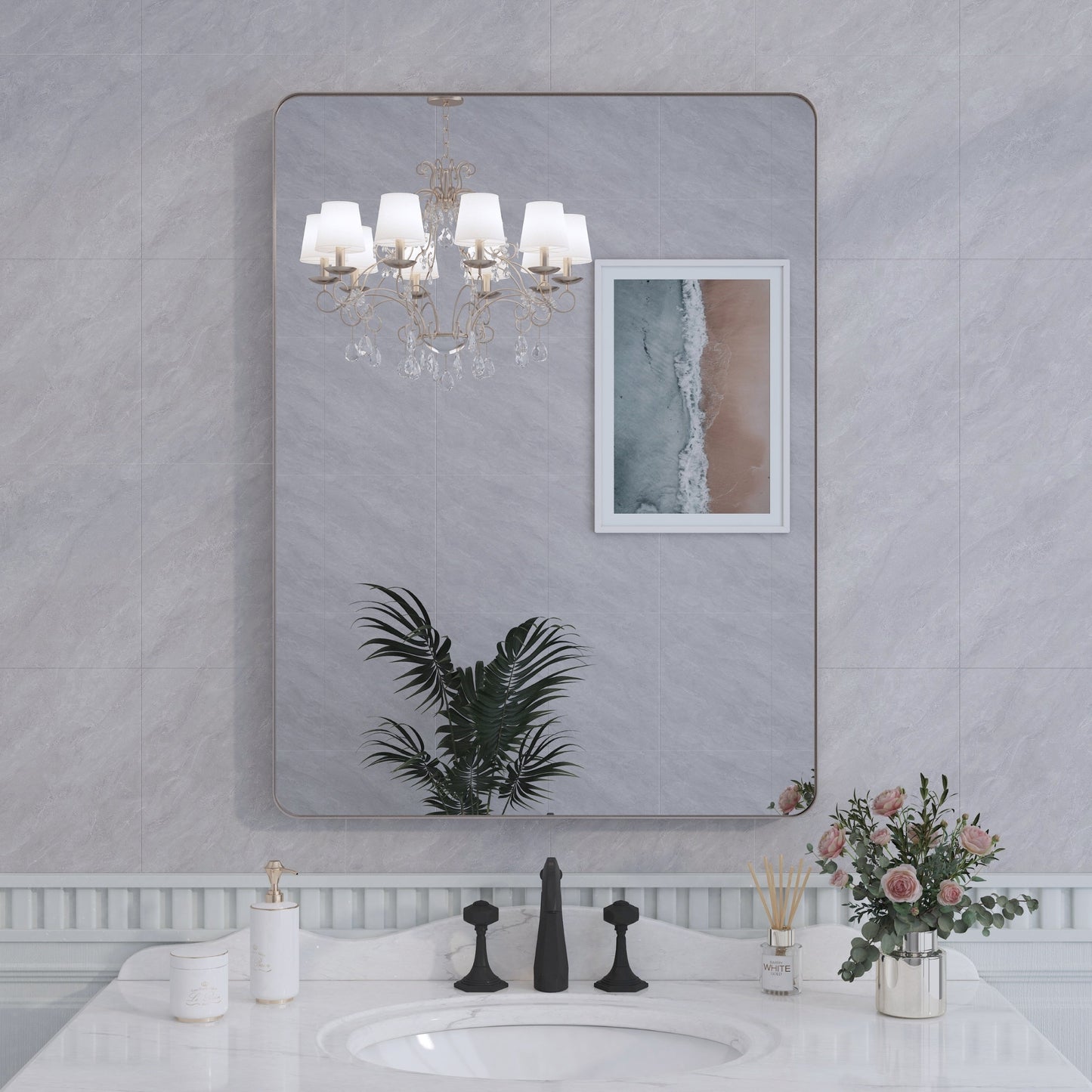 Specchio da bagno con cornice da parete