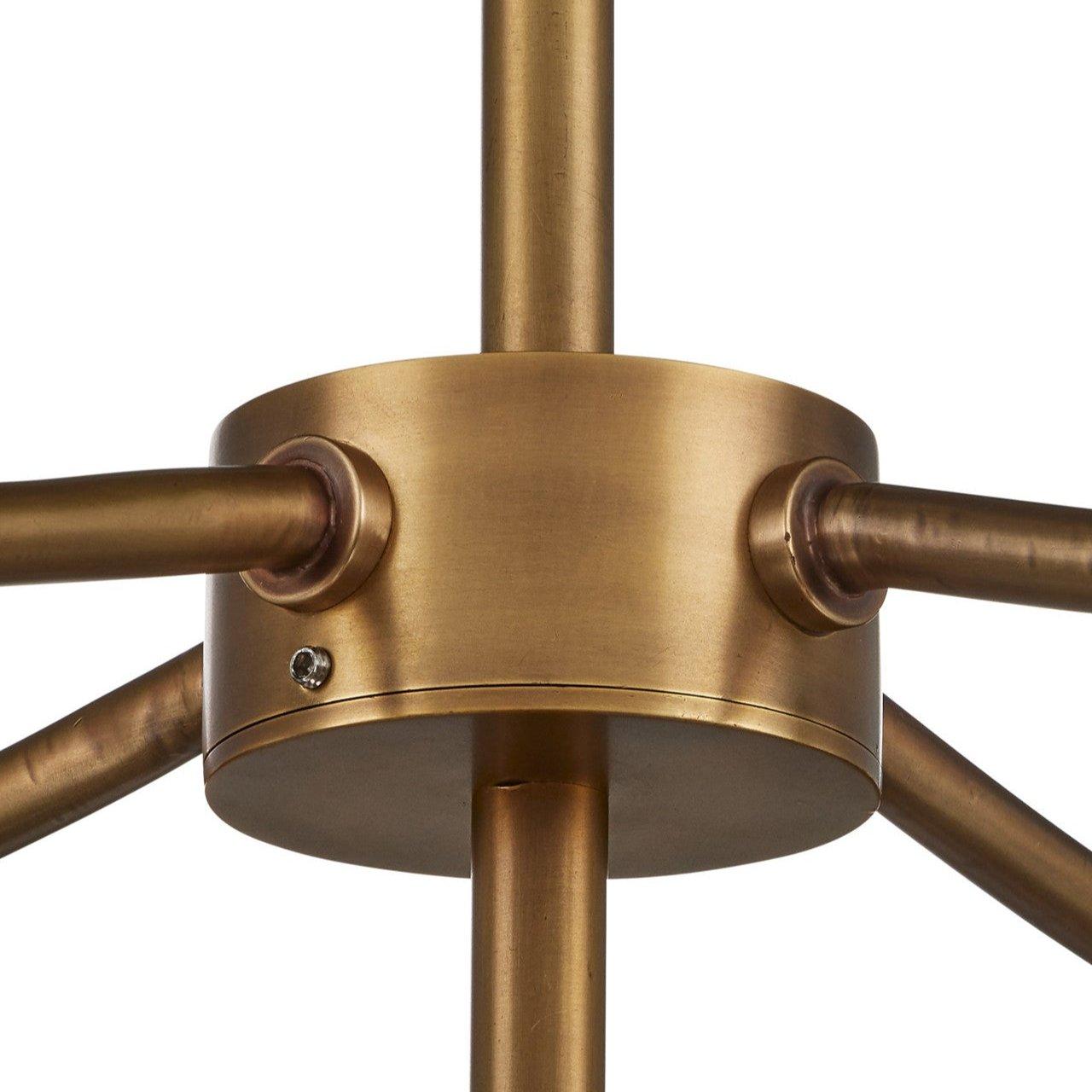 Lampada da soffitto a 5 luci in ottone anticato con motivo floreale