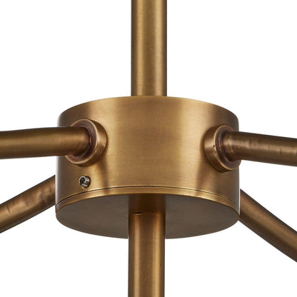 Lampada da soffitto a 5 luci in ottone anticato con motivo floreale