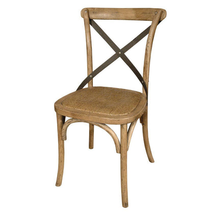 Sedia laterale in metallo con schienale incrociato stile bistrot francese