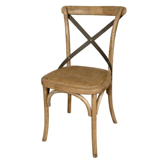 Sedia laterale in metallo con schienale incrociato stile bistrot francese