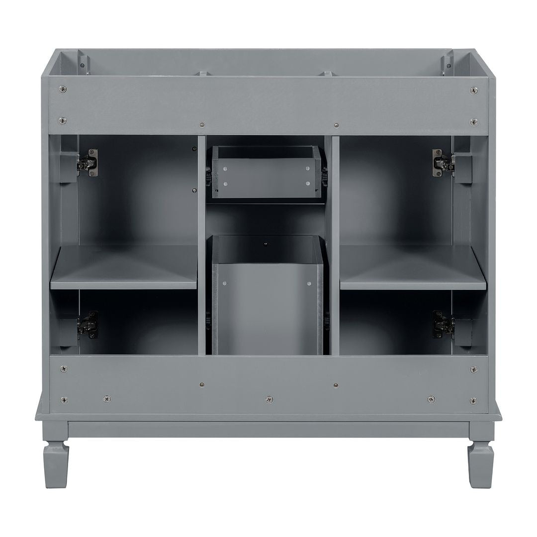 Mobile bagno moderno da 36'' con lavabo superiore e mobiletto a specchio, 2 ante e 2 cassetti