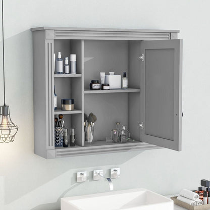 Mobile bagno moderno da 36'' con lavabo superiore e mobiletto a specchio, 2 ante e 2 cassetti