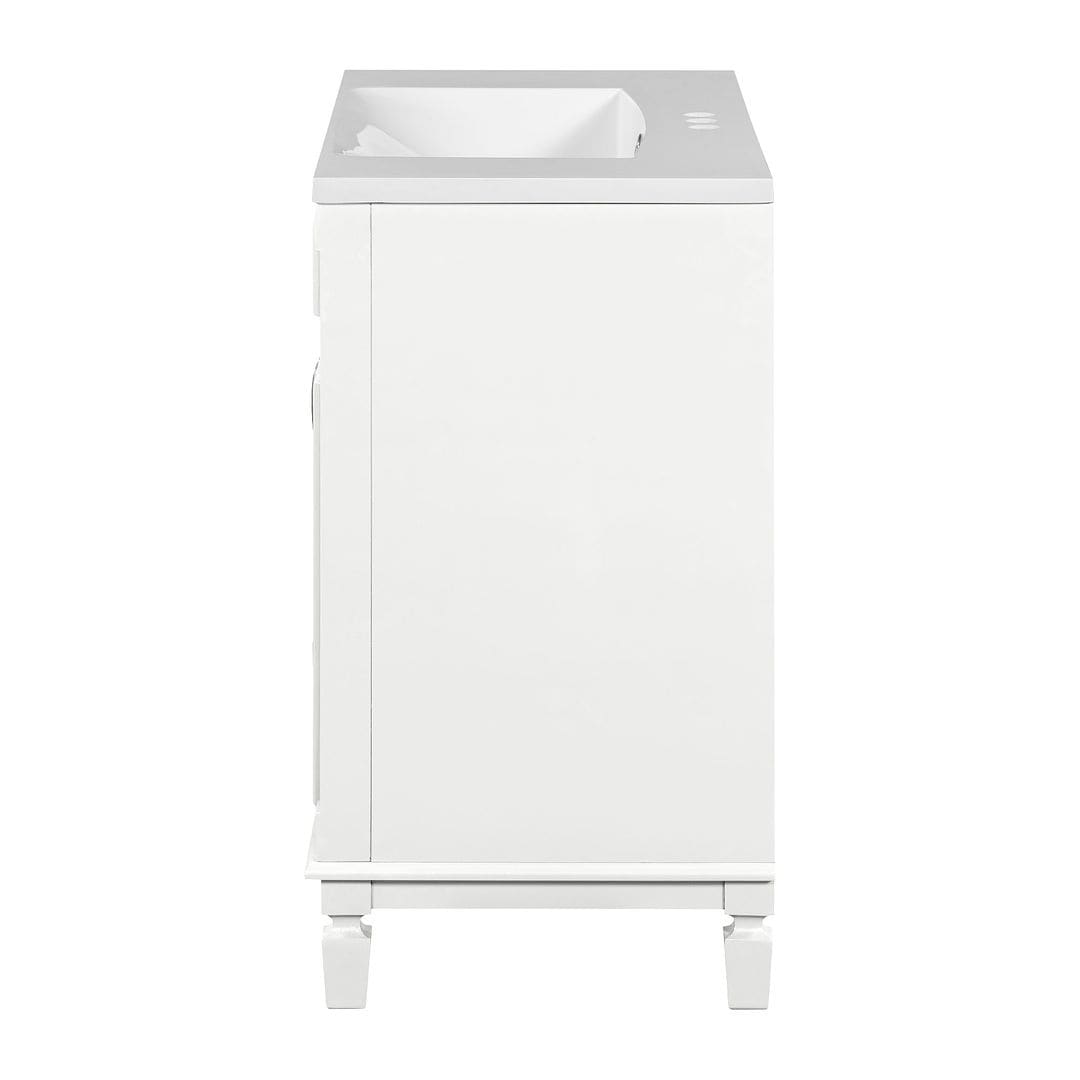 Mobile bagno moderno da 36'' con lavabo superiore e mobiletto a specchio, 2 ante e 2 cassetti