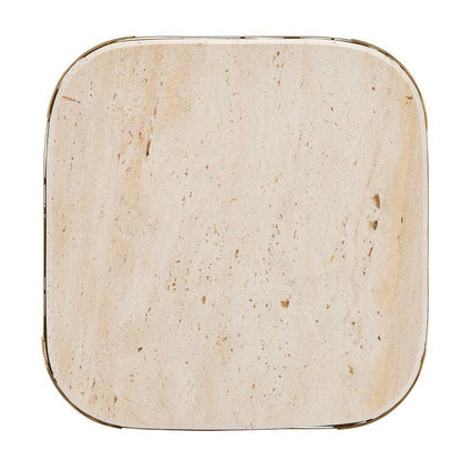 Tavolino Golden Glam con piano in travertino