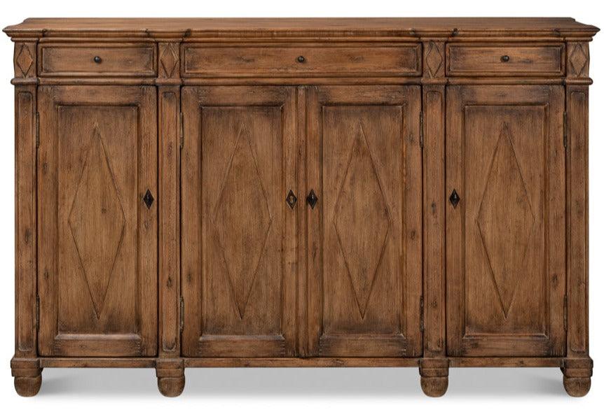 Credenza in legno con frontale a rombi