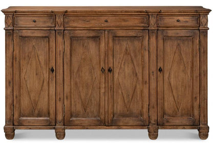 Credenza in legno con frontale a rombi