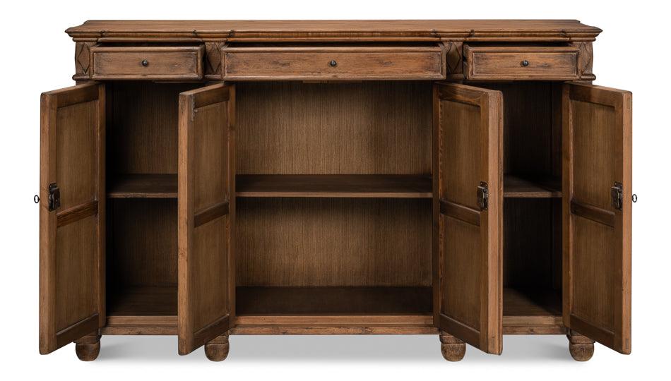 Credenza in legno con frontale a rombi