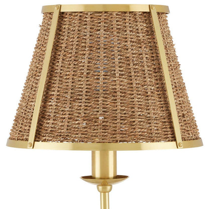 Lampada da terra in ottone intrecciato