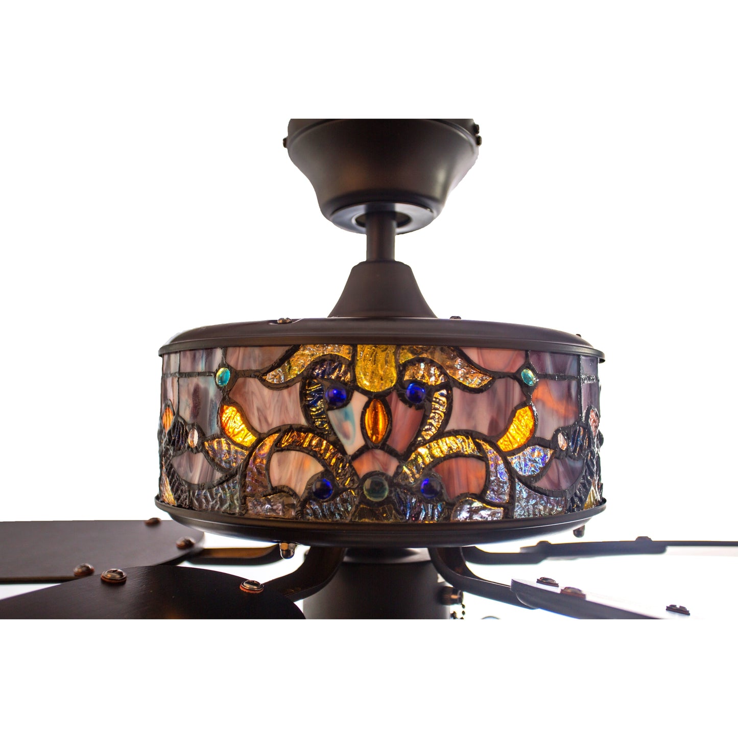 Ventilatore da soffitto Magna Carta in stile Tiffany Copper Grove Guasipati da 52 pollici - 52L x 52W x 16,5